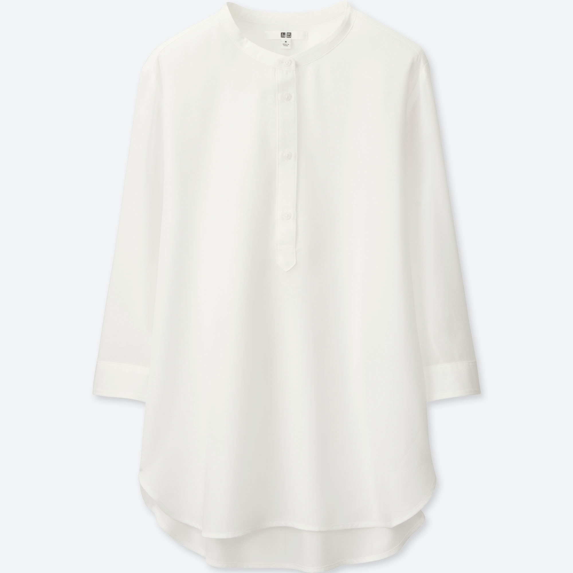 WOMEN RAYON STAND COLLAR 3/4 SLEEVE BLOUSE | UNIQLO US
