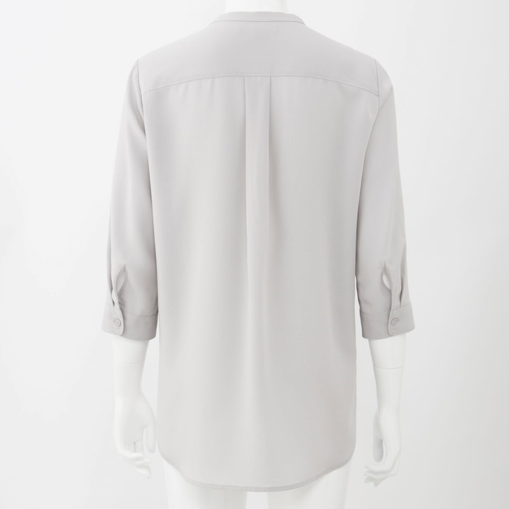 WOMEN RAYON STAND COLLAR 3/4 SLEEVE BLOUSE | UNIQLO US