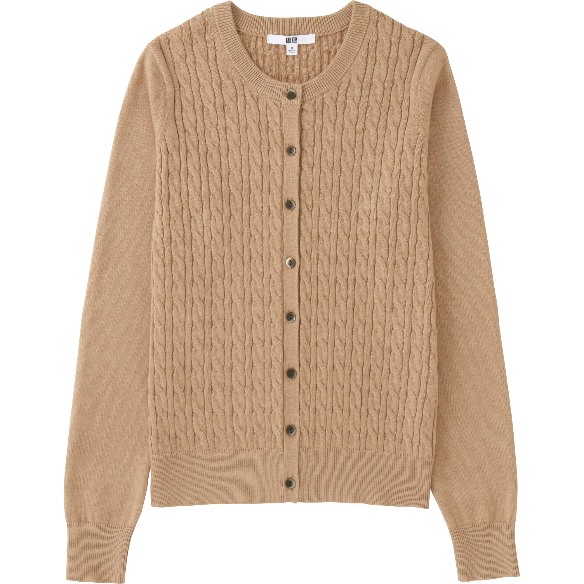 WOMEN CABLE CREWNECK CARDIGAN UNIQLO US