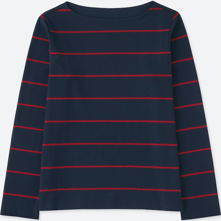 UNIQLO WOMEN STRIPED BOAT NECK LONG SLEEVED TSHIRT StyleHint