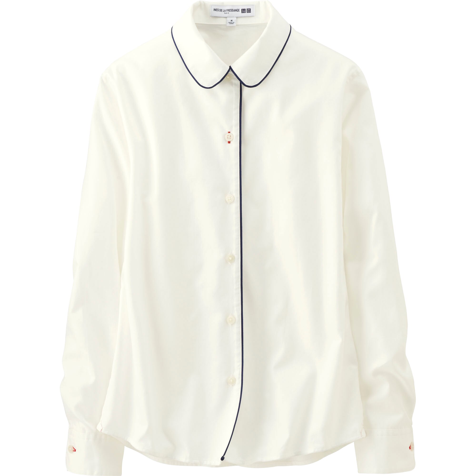 WOMEN IDLF PIPING COLLAR LONG SLEEVE SHIRT UNIQLO US