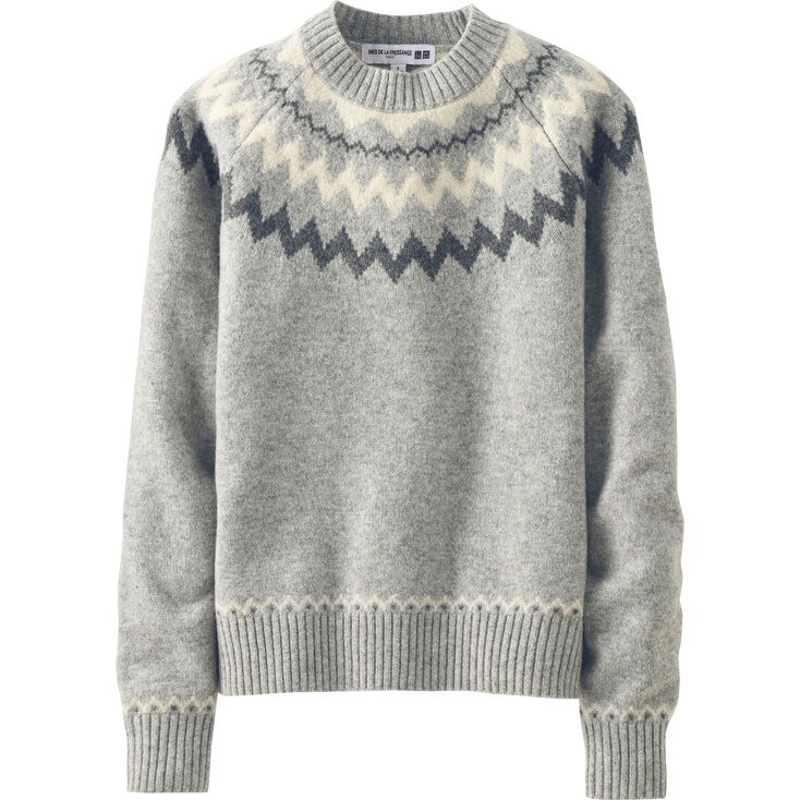 WOMEN IDLF JACQUARD CREWNECK SWEATER | UNIQLO US