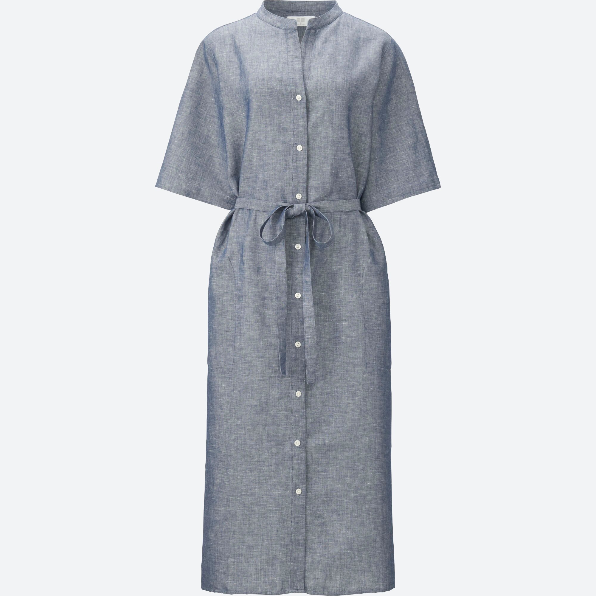 WOMEN LINEN COTTON SHORT SLEEVE SHIRT DRESS UNIQLO US