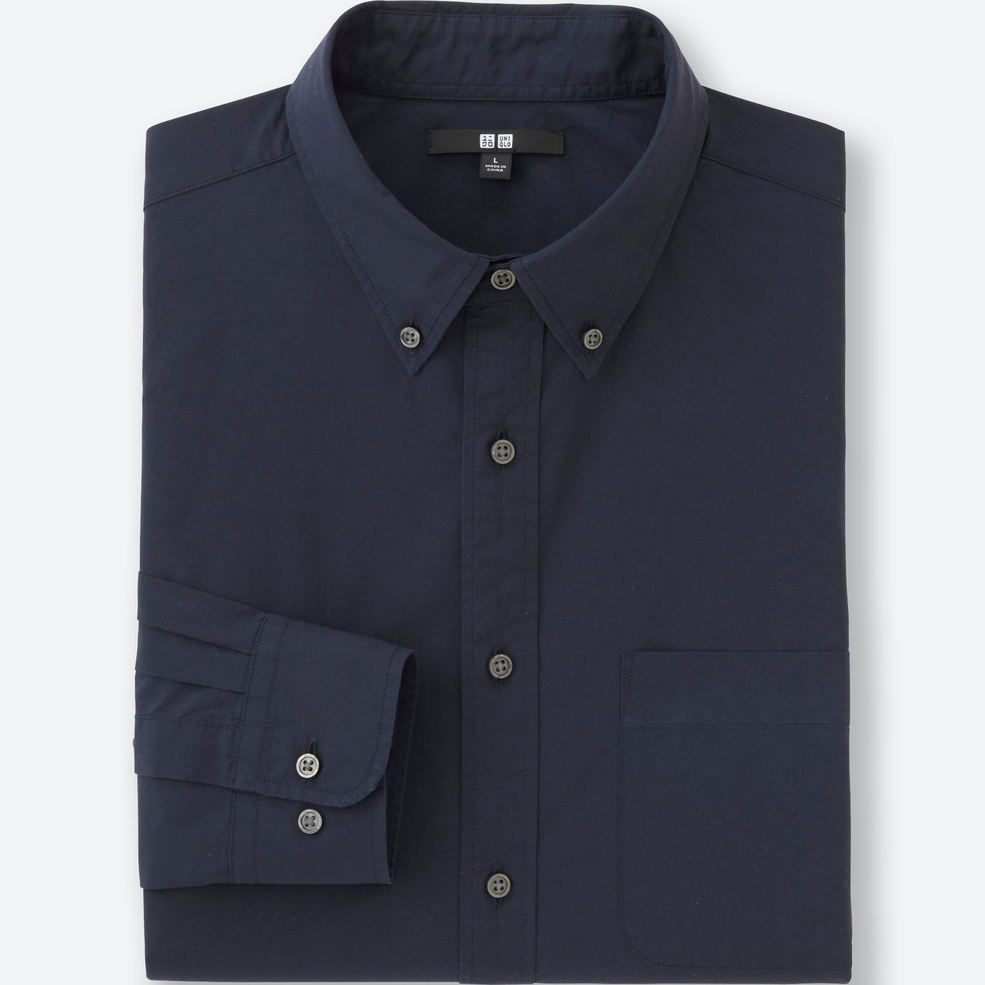 MEN EXTRA FINE COTTON BROADCLOTH LONG SLEEVE SHIRT UNIQLO US