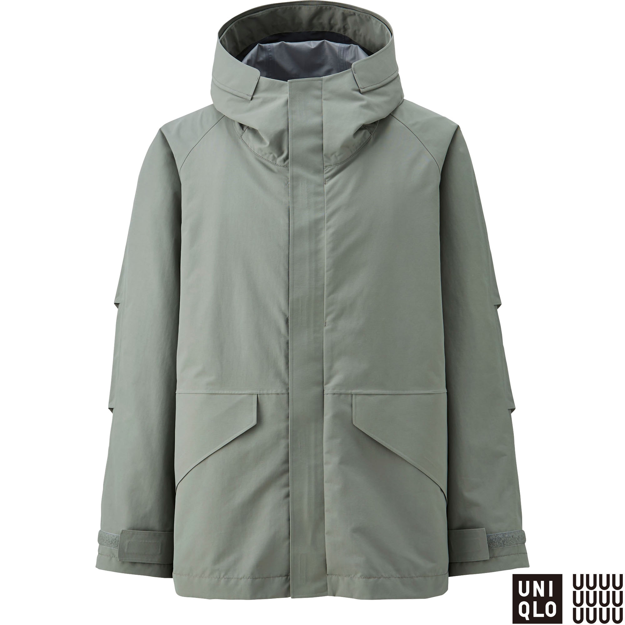 men blocktech raincoat hooded parka