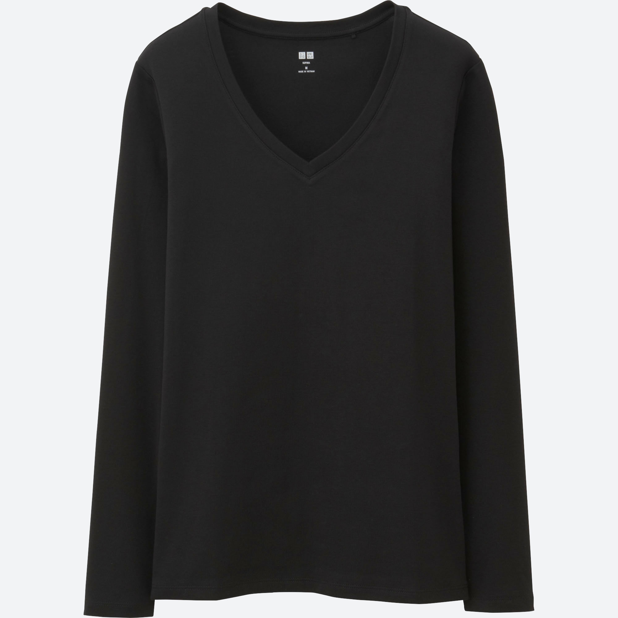 black long sleeve shirt v neck