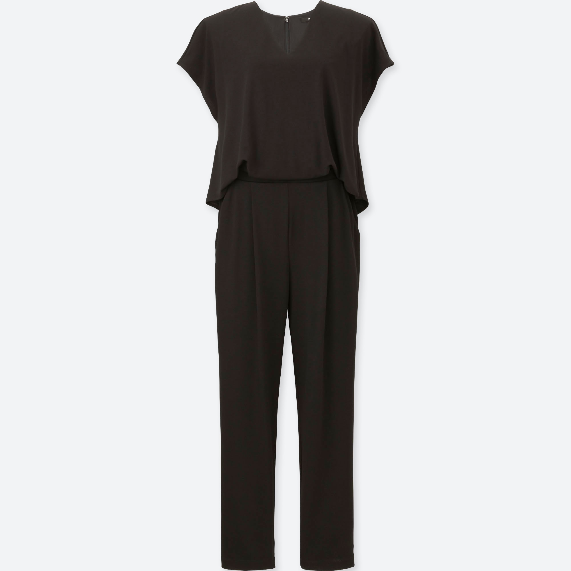 women's short sleeve black jumpsuit