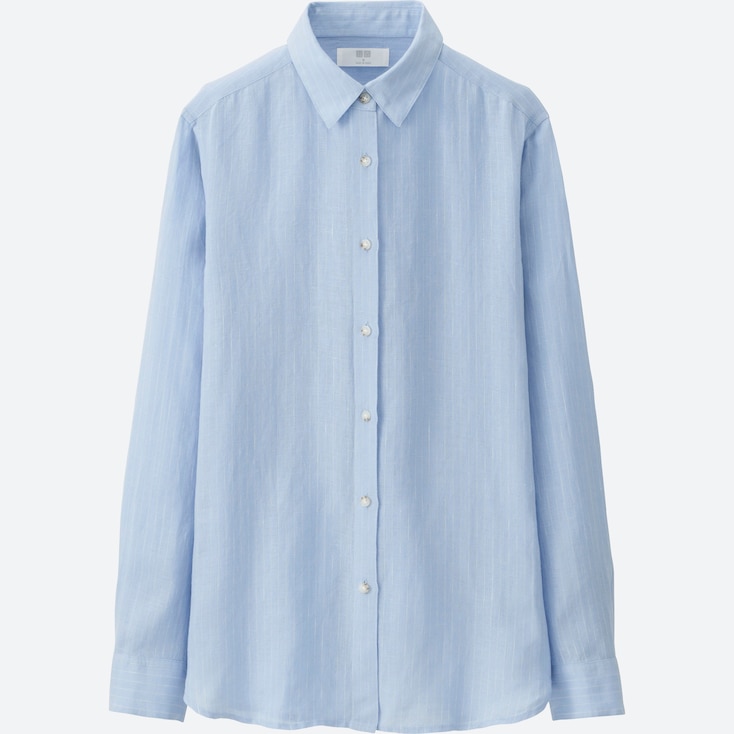 blue linen shirt women