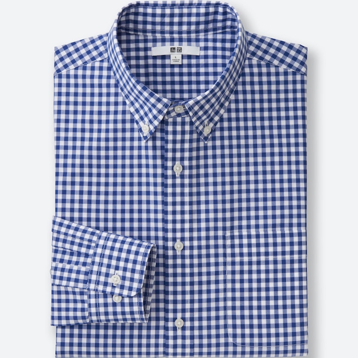 MEN EXTRA FINE COTTON BROADCLOTH CHECKED LONG SLEEVE SHIRT | UNIQLO US