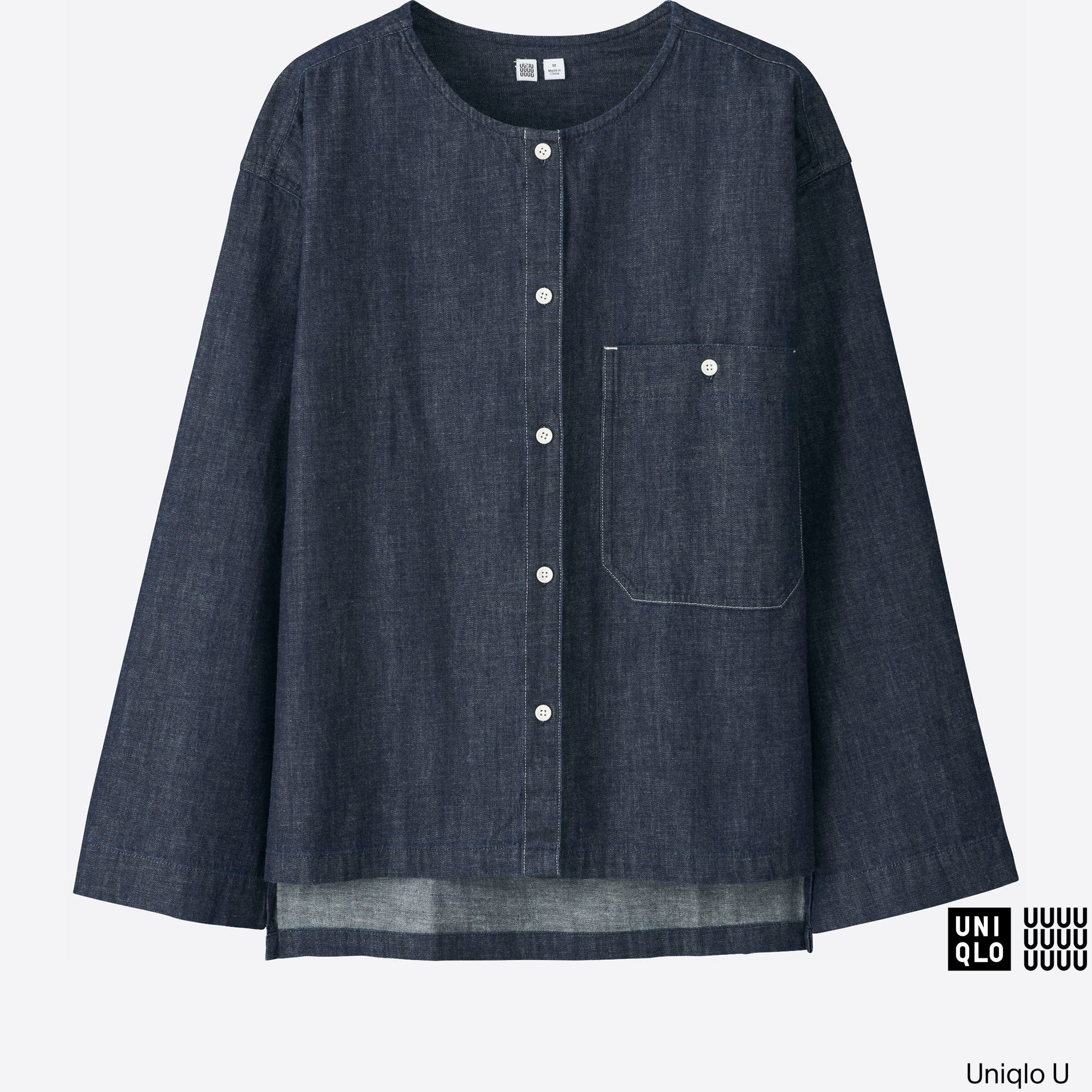 collarless denim shirt womens