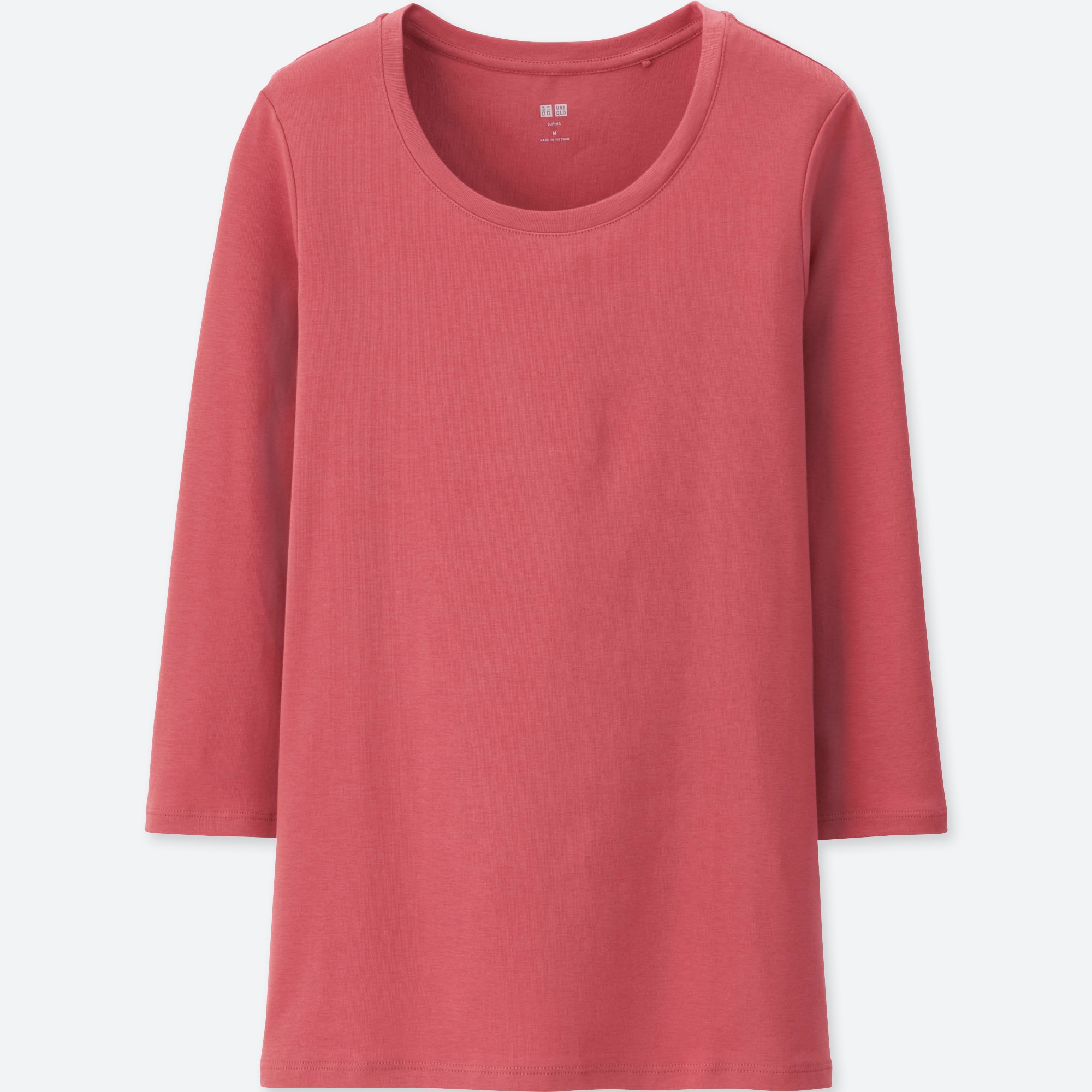 Women Supima® Cotton Crewneck 3 4 Sleeve T Shirt Uniqlo Us