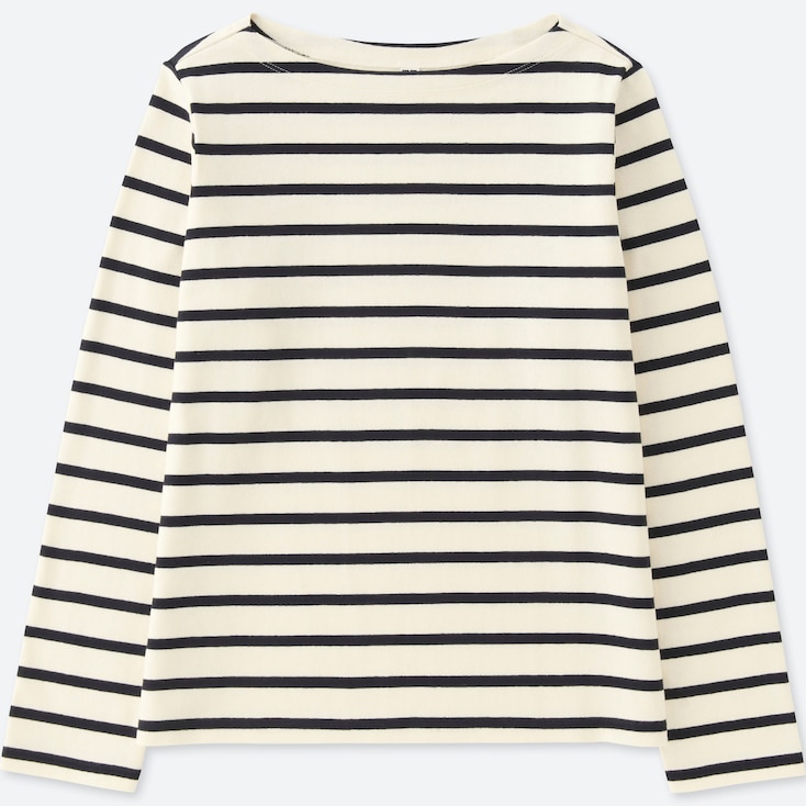 WOMEN STRIPED BOAT NECK LONG-SLEEVE T-SHIRT | UNIQLO US