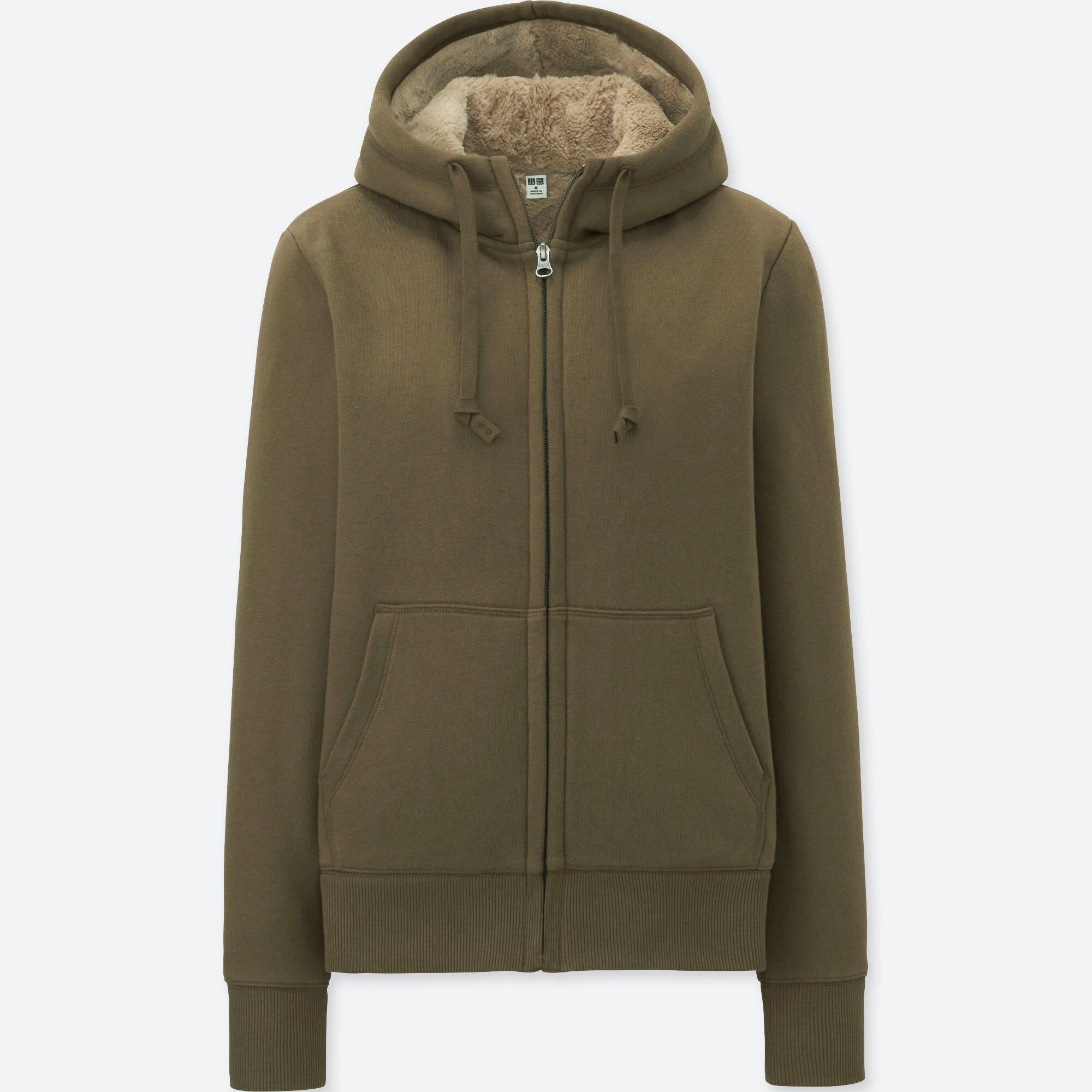 pile lined sweat full zip hoodie