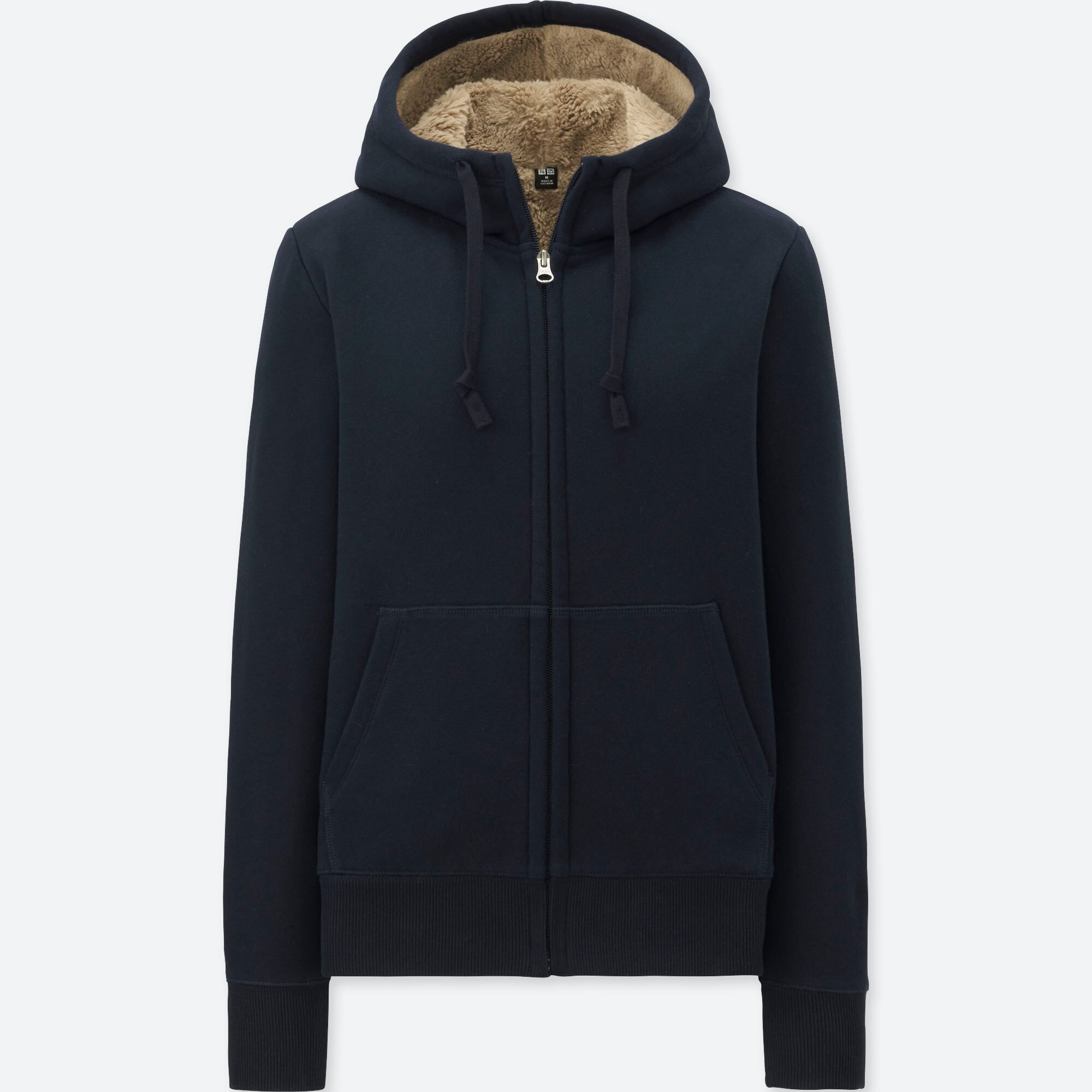 pile lined sweat full zip hoodie