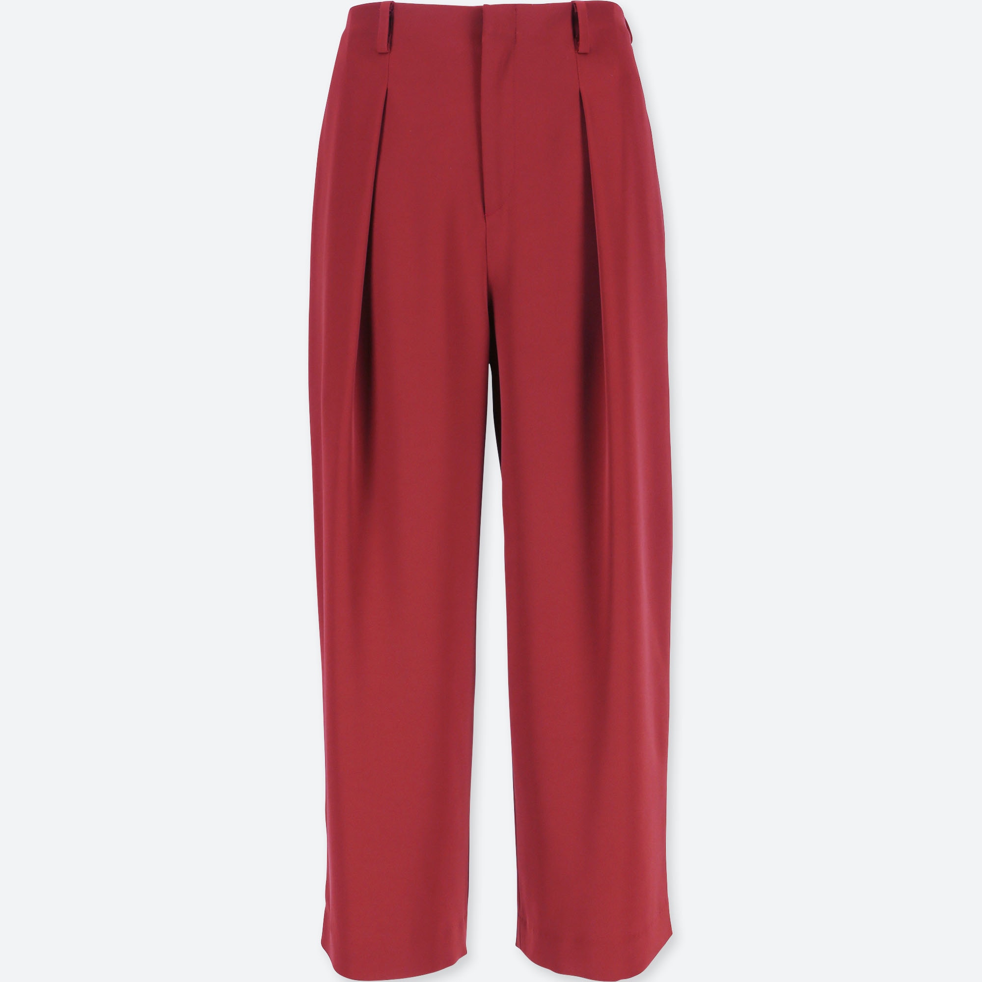 WOMEN DRAPE WIDE-LEG ANKLE-LENGTH PANTS 