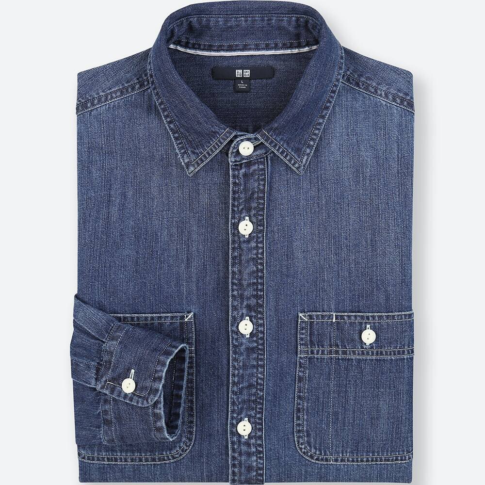 MEN DENIM WORK LONGSLEEVE SHIRT UNIQLO US