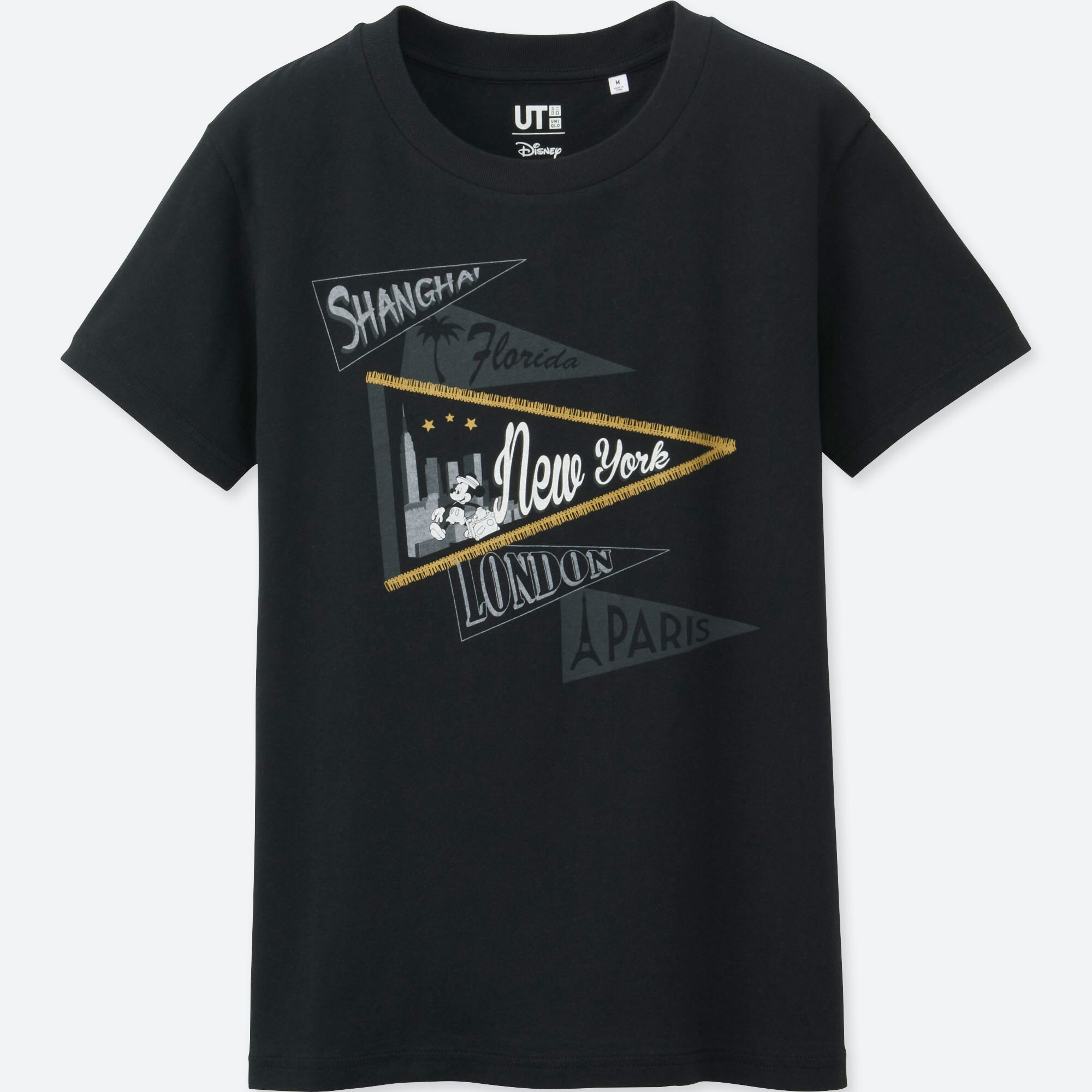 UNIQLO WOMEN MICKEY TRAVELS SHORT SLEEVE GRAPHIC T SHIRT BLACK SIZE SMALL