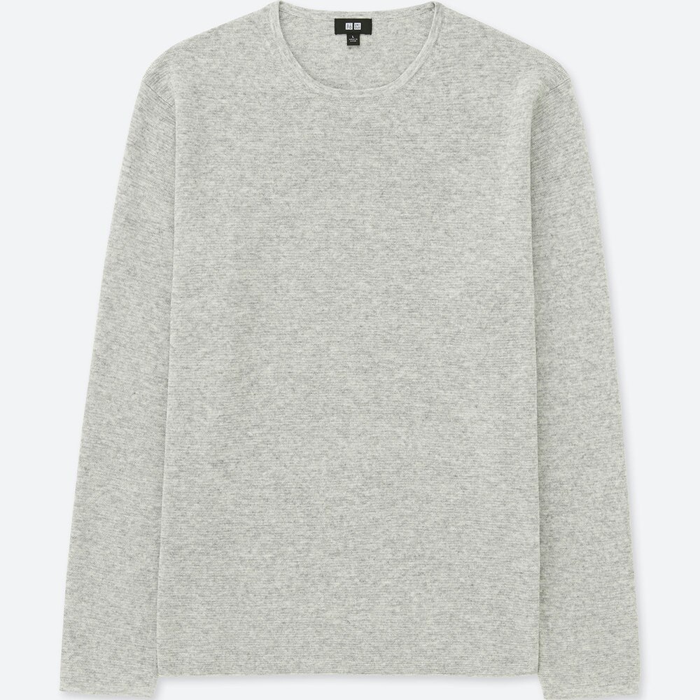 ribbed crew neck sweatshirt