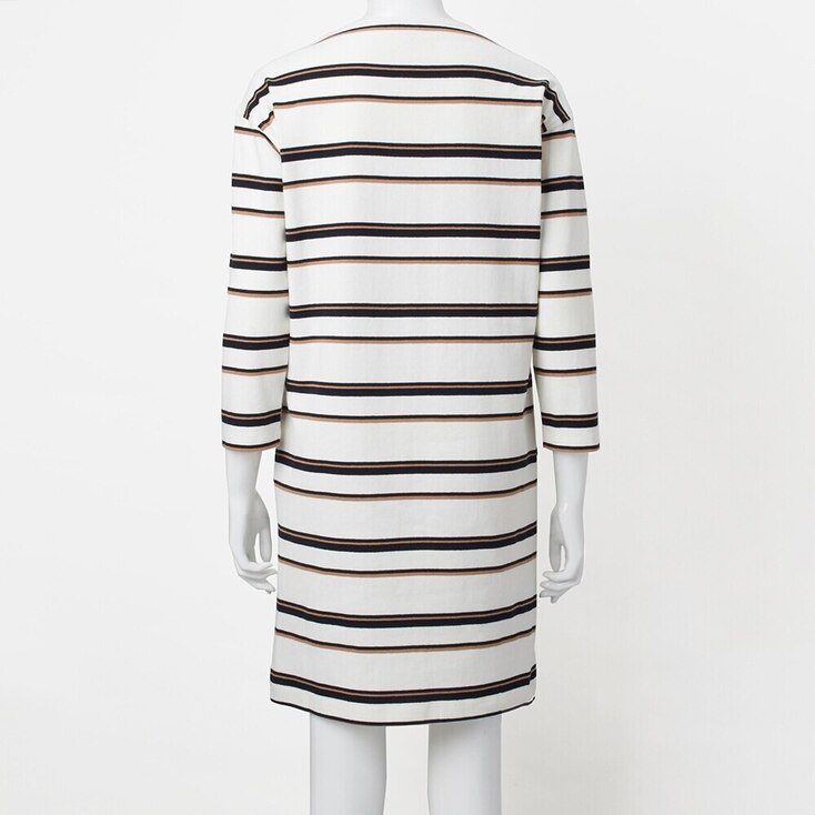 WOMEN COTTON STRIPED BOAT NECK LONGSLEEVE DRESS UNIQLO US