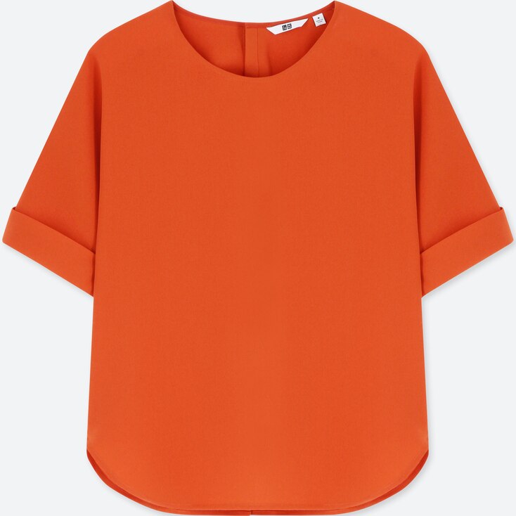 WOMEN DRAPE SHORTSLEEVE TSHIRT BLOUSE UNIQLO US