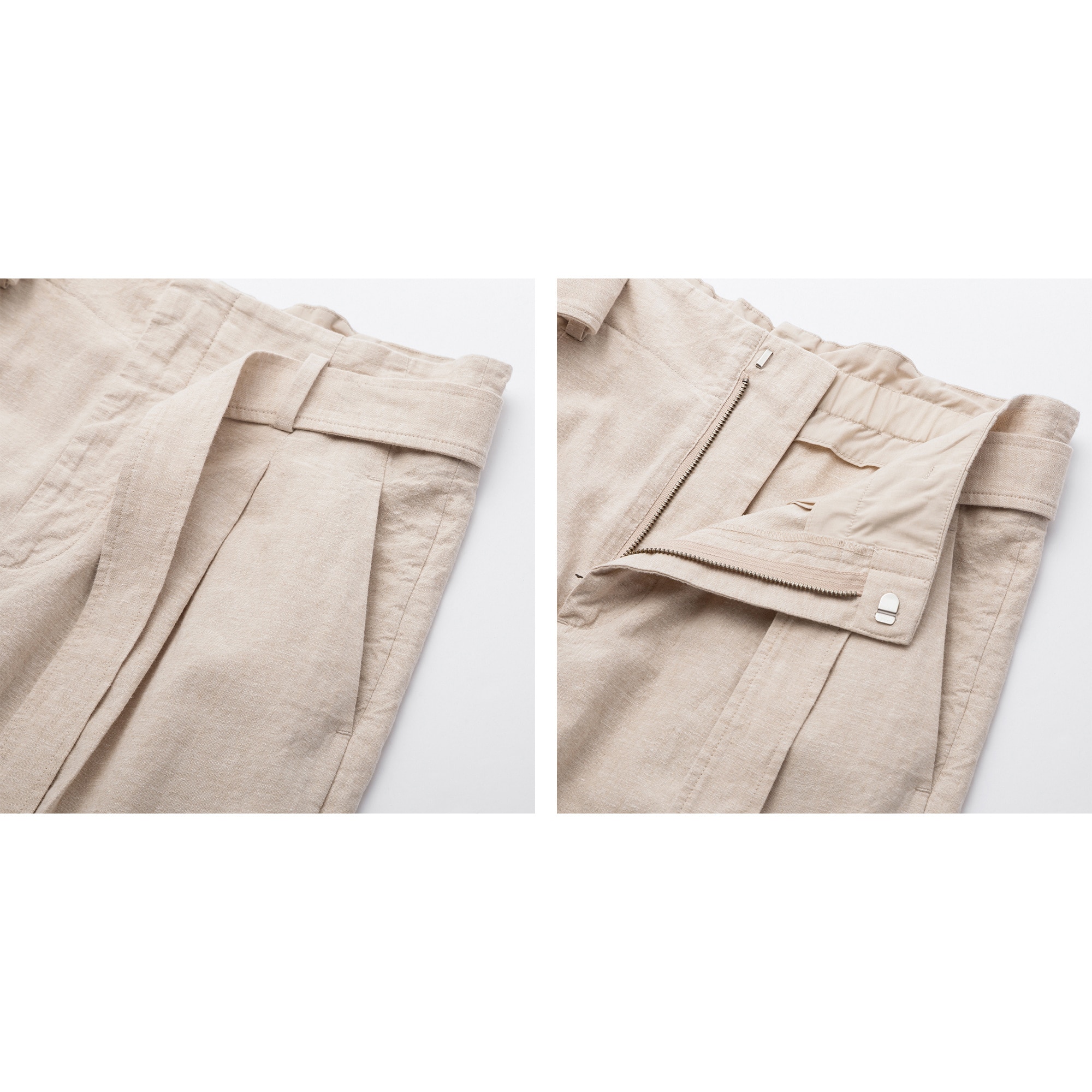 uniqlo belted linen rayon wide pants