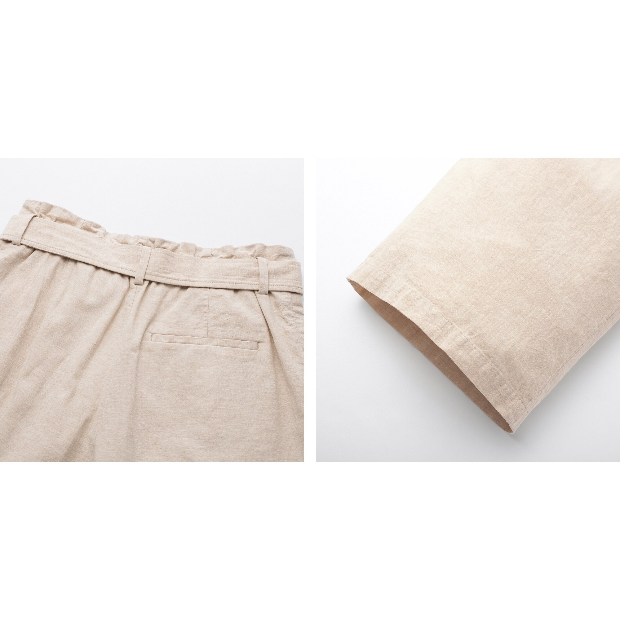 uniqlo belted linen rayon wide pants