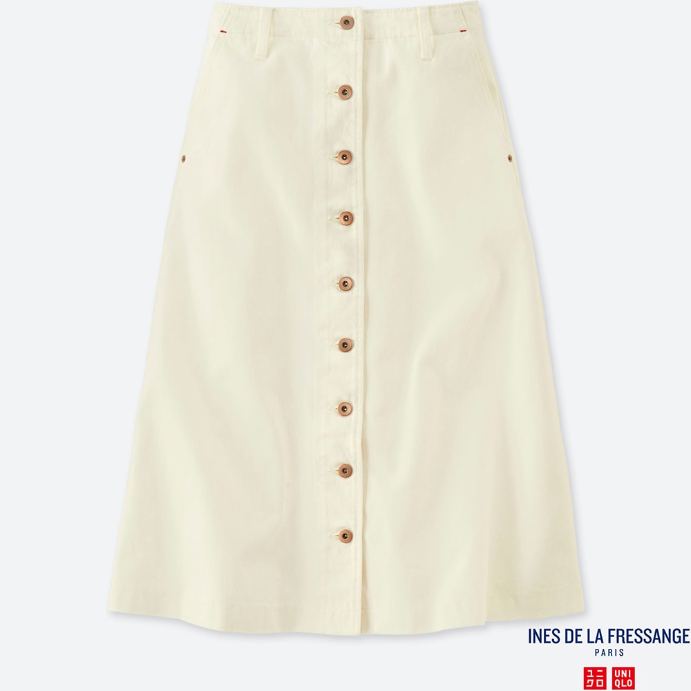 white denim midi skirt