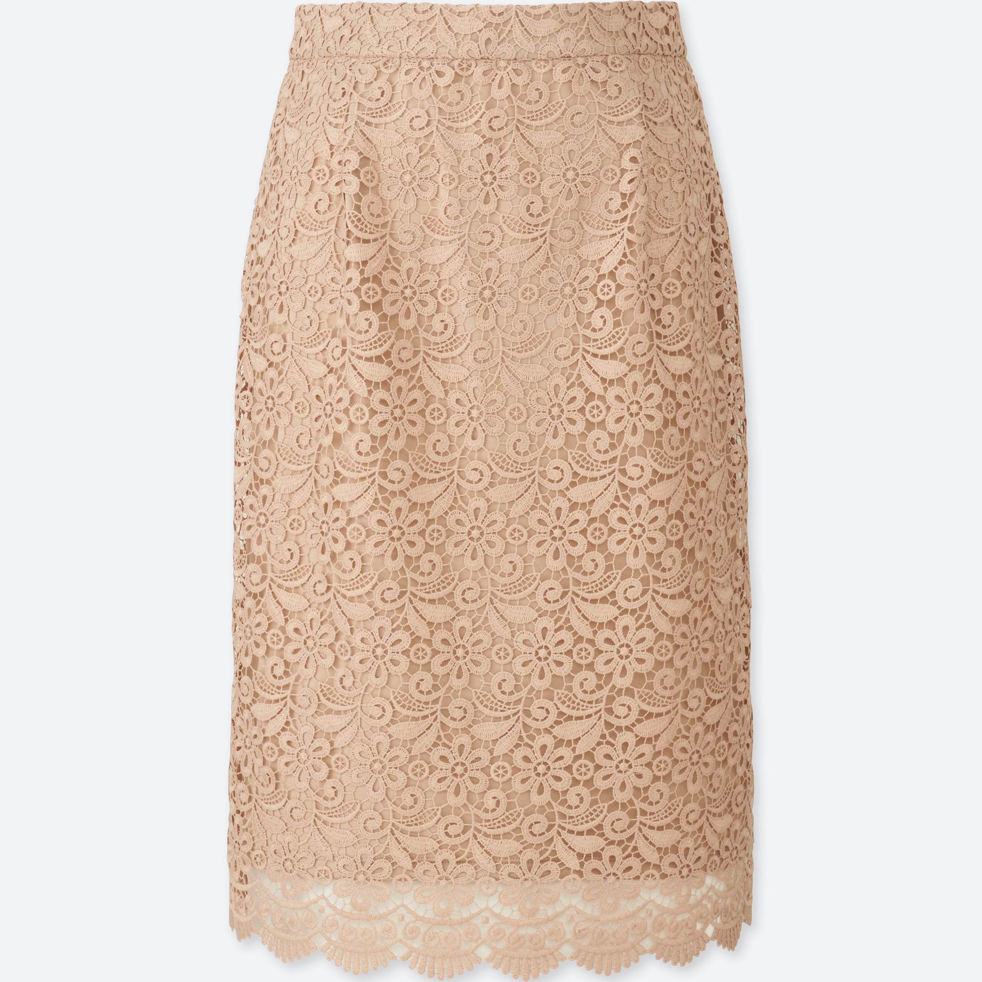 Women Lace Skirt, Beige 