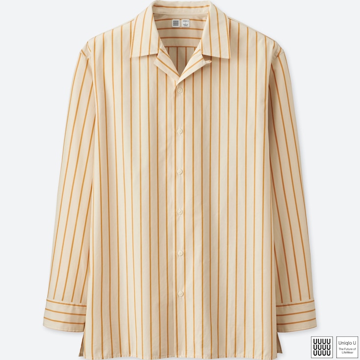 Uniqlo Men Uniqlo U Open Collar Striped Short Sleeve Shirt Stylehint