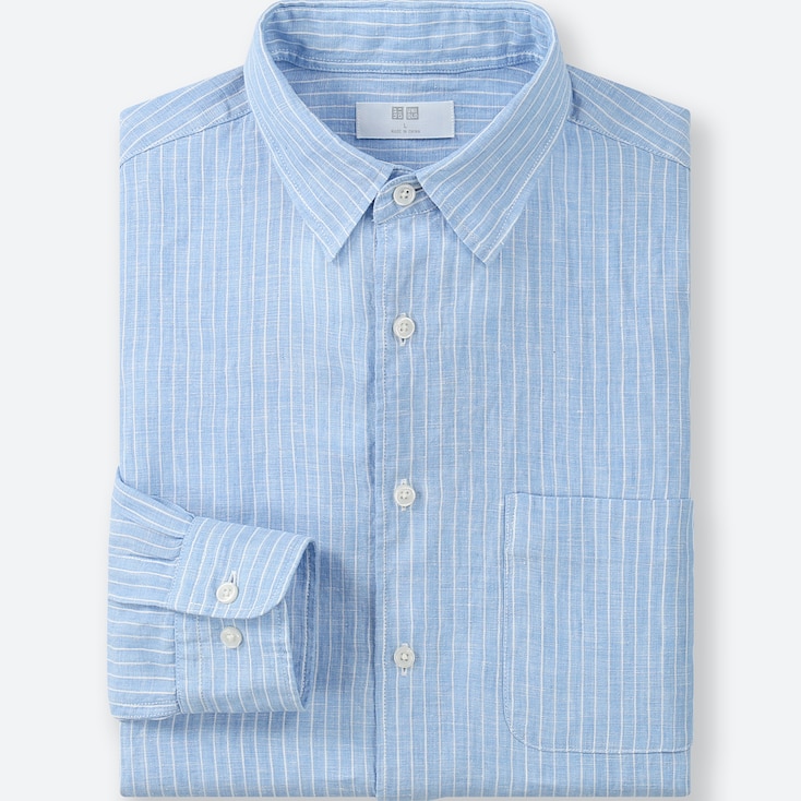 MEN PREMIUM LINEN STRIPED LONG-SLEEVE SHIRT | UNIQLO US