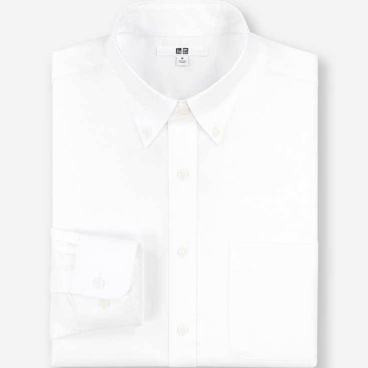 Men Easy Care Regular-Fit Long-Sleeve Shirt (S), White, Large