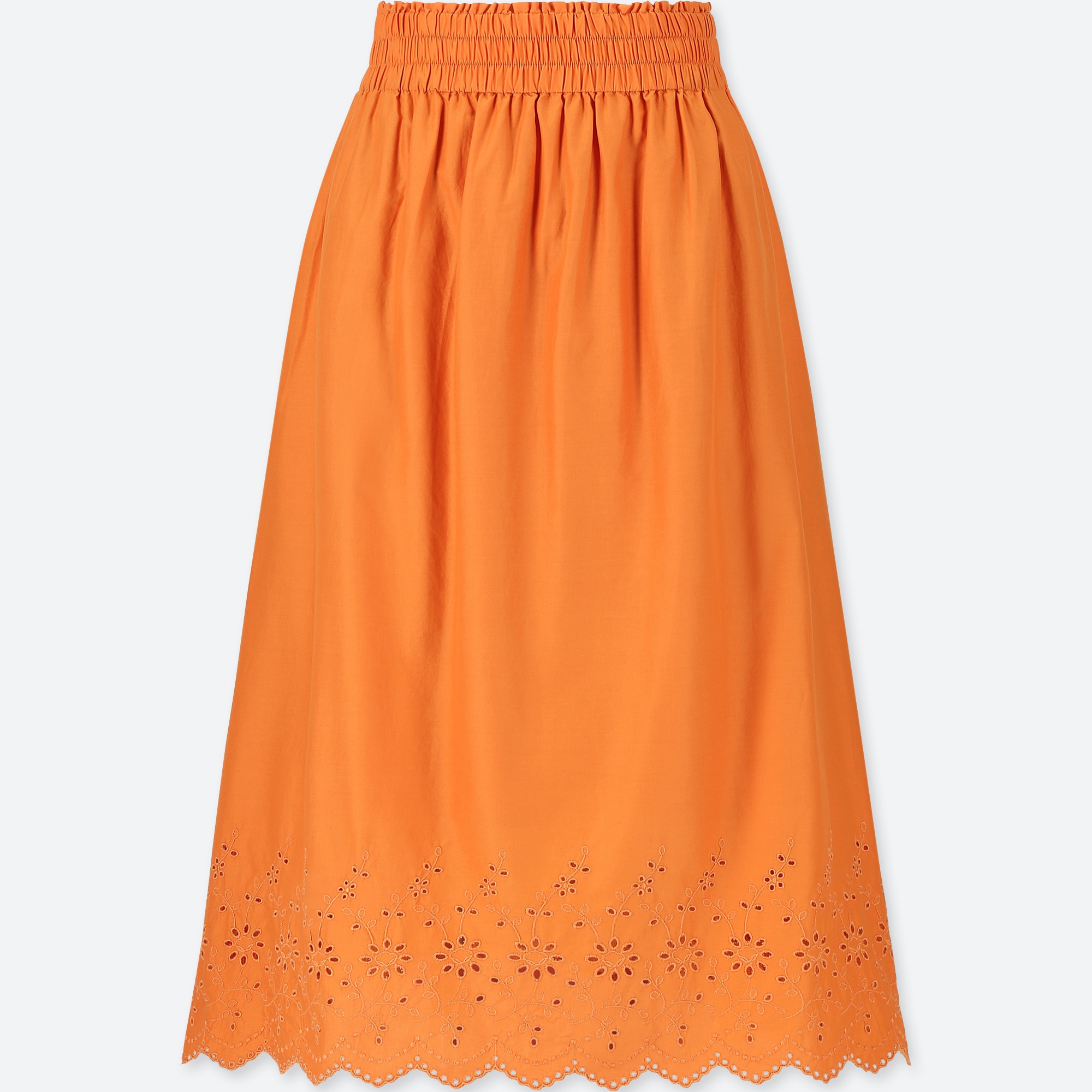 WOMEN HIGHWAIST COTTON LAWN EYELET SKIRT UNIQLO US