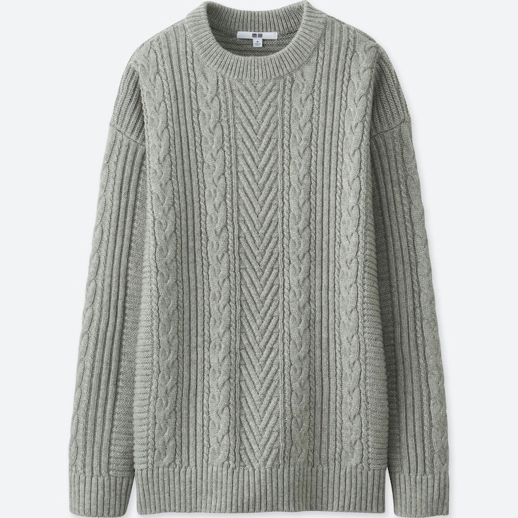 UNIQLO WOMEN CABLE KNIT CHUNKY CREW NECKLONGLINE JUMPER | StyleHint