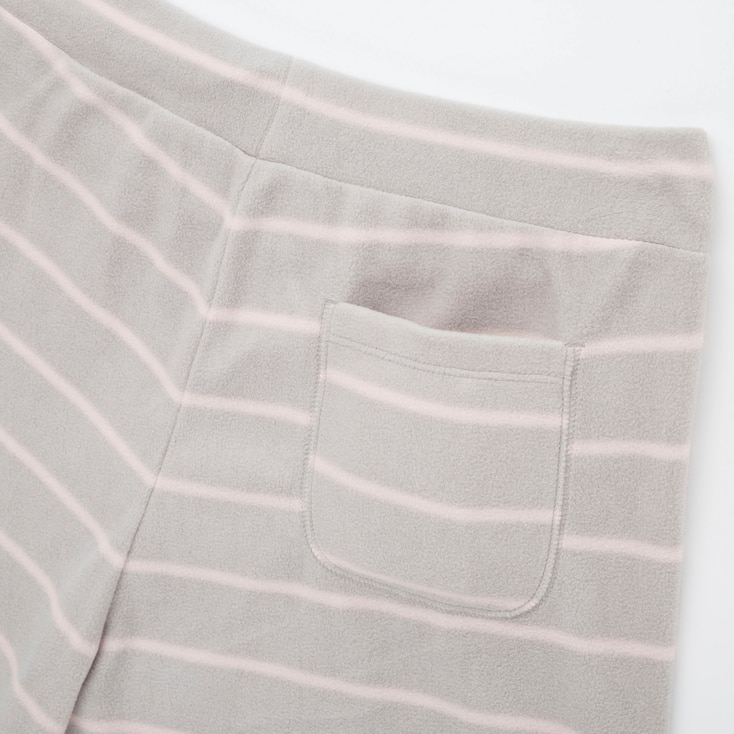 Women Long-Sleeve Striped Fleece Set, Off White, Large