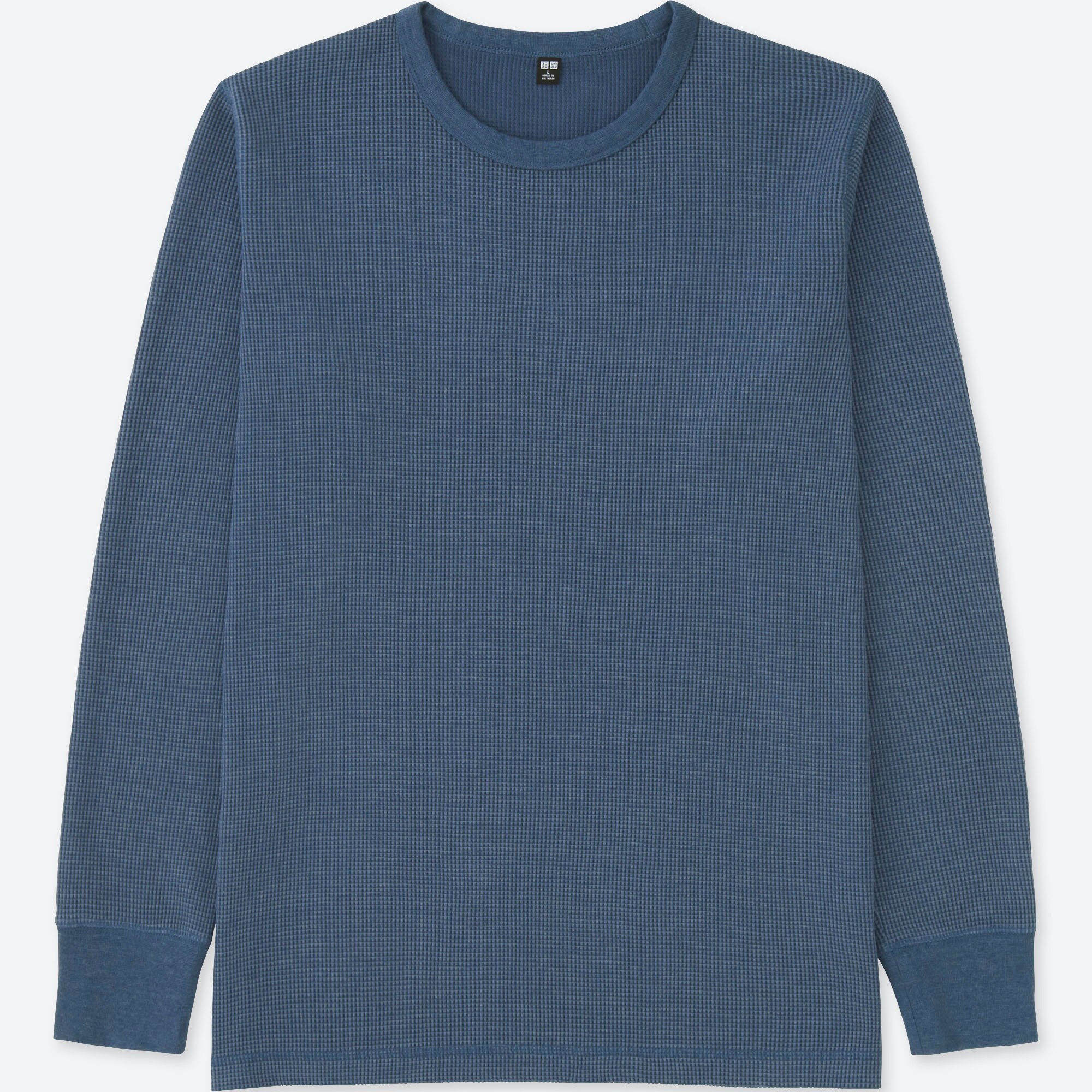 Men's waffle crew outlet neck long sleeve