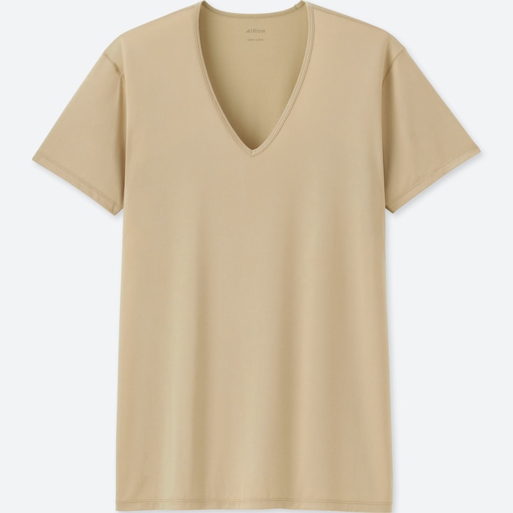 UNIQLO MEN AIRism V Neck T-Shirt (Short Sleeve) | StyleHint