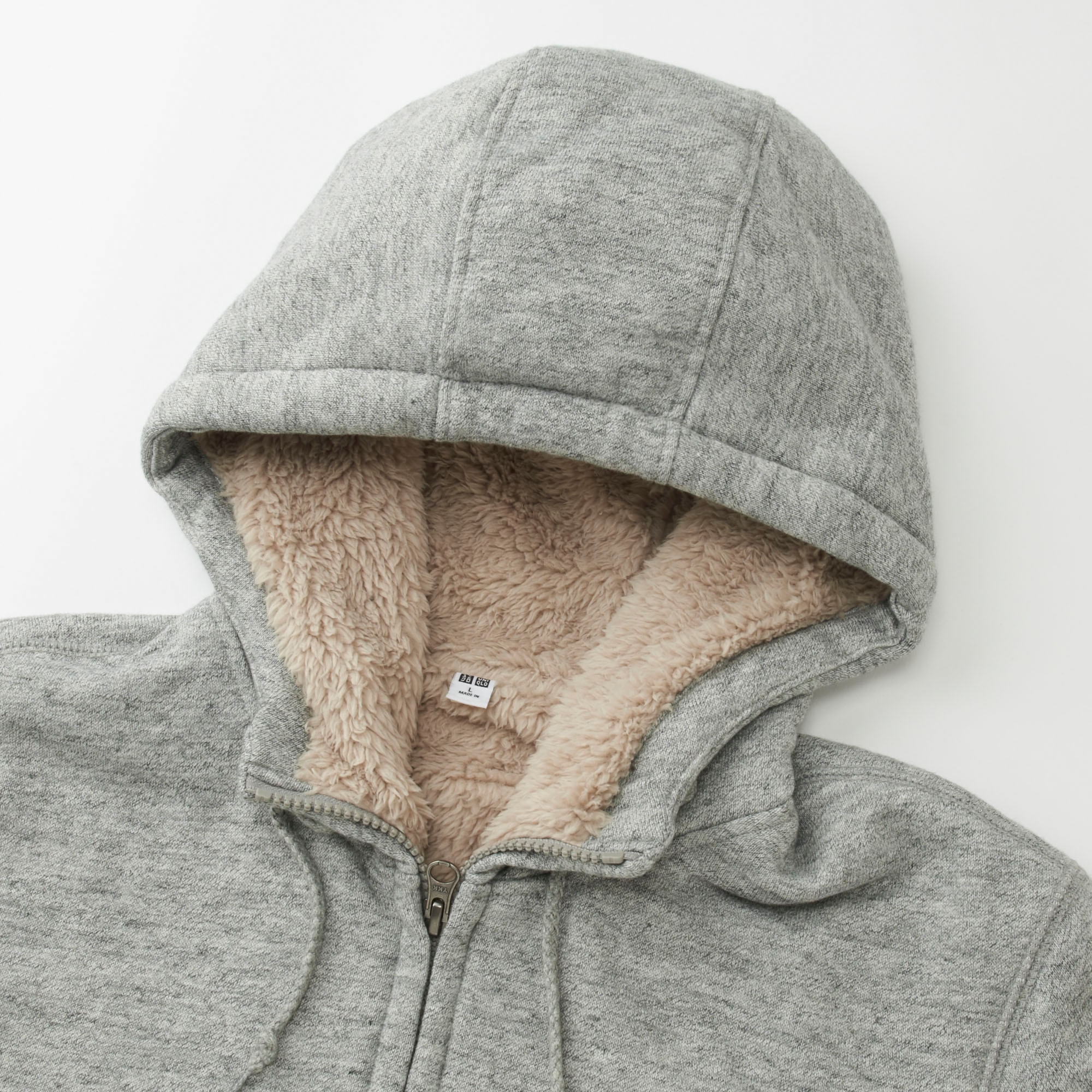 pile lined sweat full zip hoodie