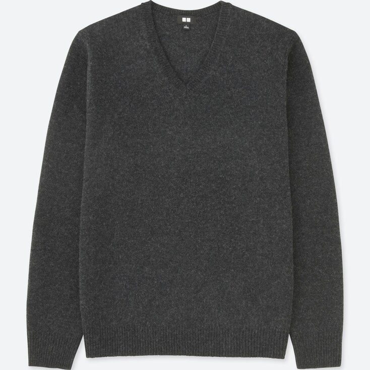 Uniqlo Men Premium Lambswool V Neck Long Sleeved Jumper Stylehint