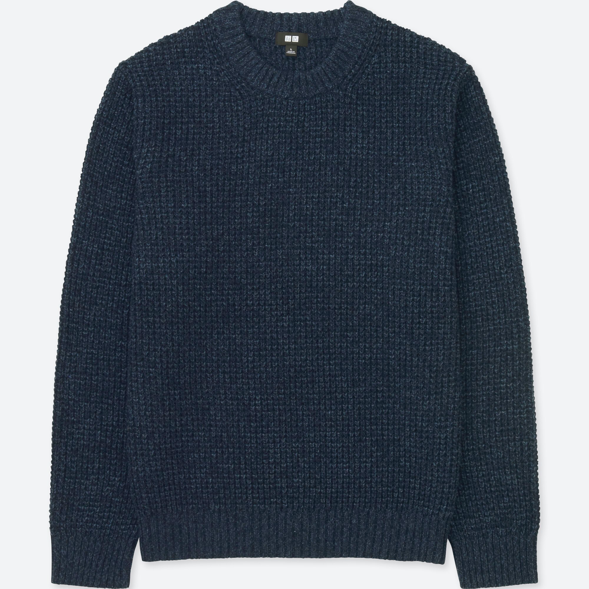 MEN WAFFLE KNIT CREWNECK LONGSLEEVE SWEATER UNIQLO US