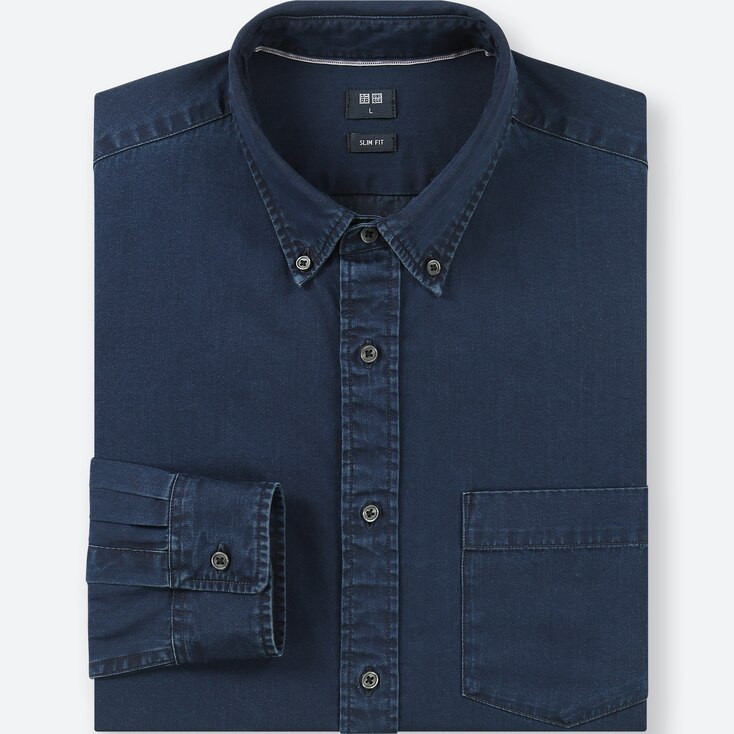 UNIQLO MEN Denim Slim Fit Long Sleeve Shirt StyleHint