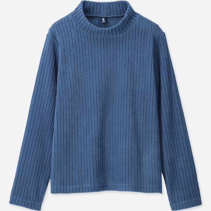 UNIQLO KIDS STRETCH FLEECE RIBBED HIGH NECK LONG SLEEVED T-SHIRT ...