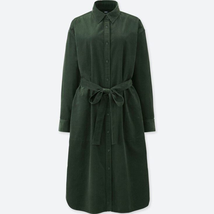 WOMEN CORDUROY LONG-SLEEVE DRESS | UNIQLO US