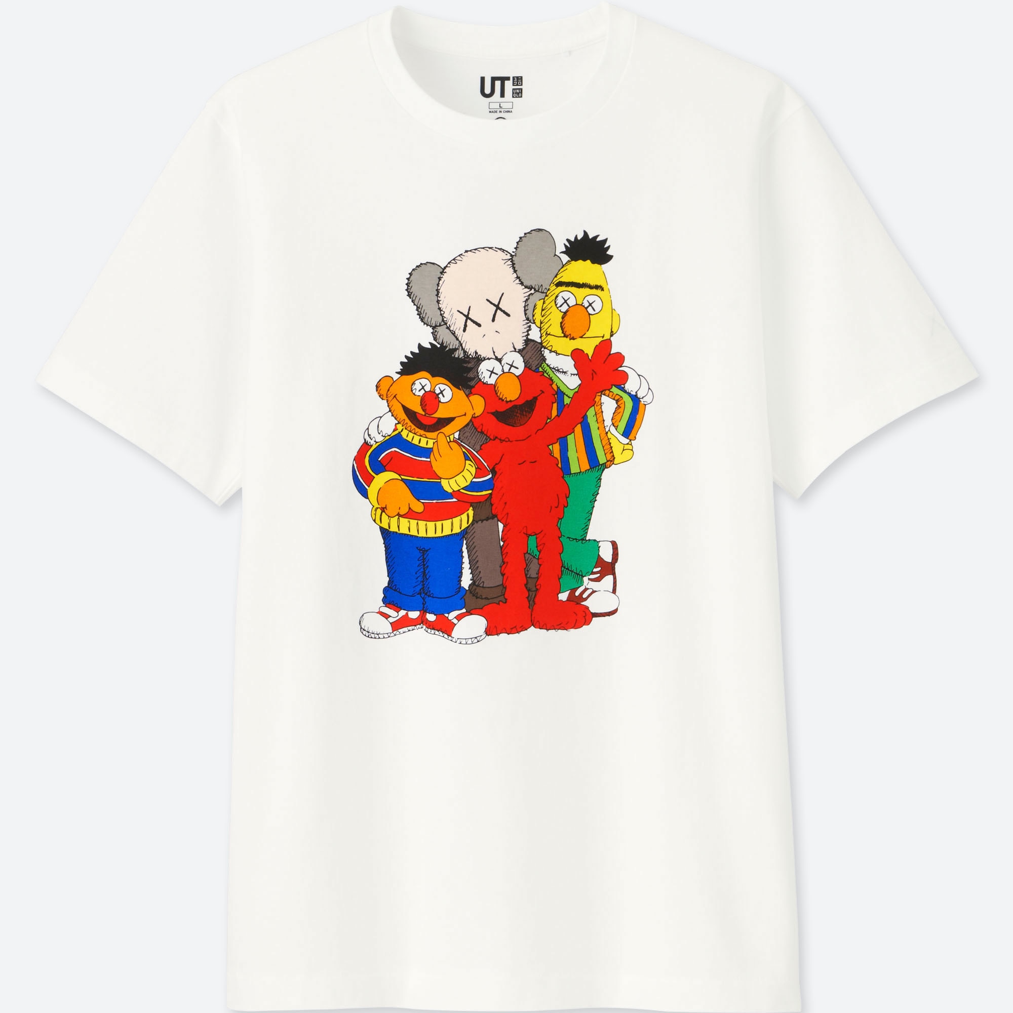 CLOTHING Unisex T-Shirt Sesame Street KAWS Joint T-Shirt Terza Bomba Lovers Manica Corta in Cotone A-XS 