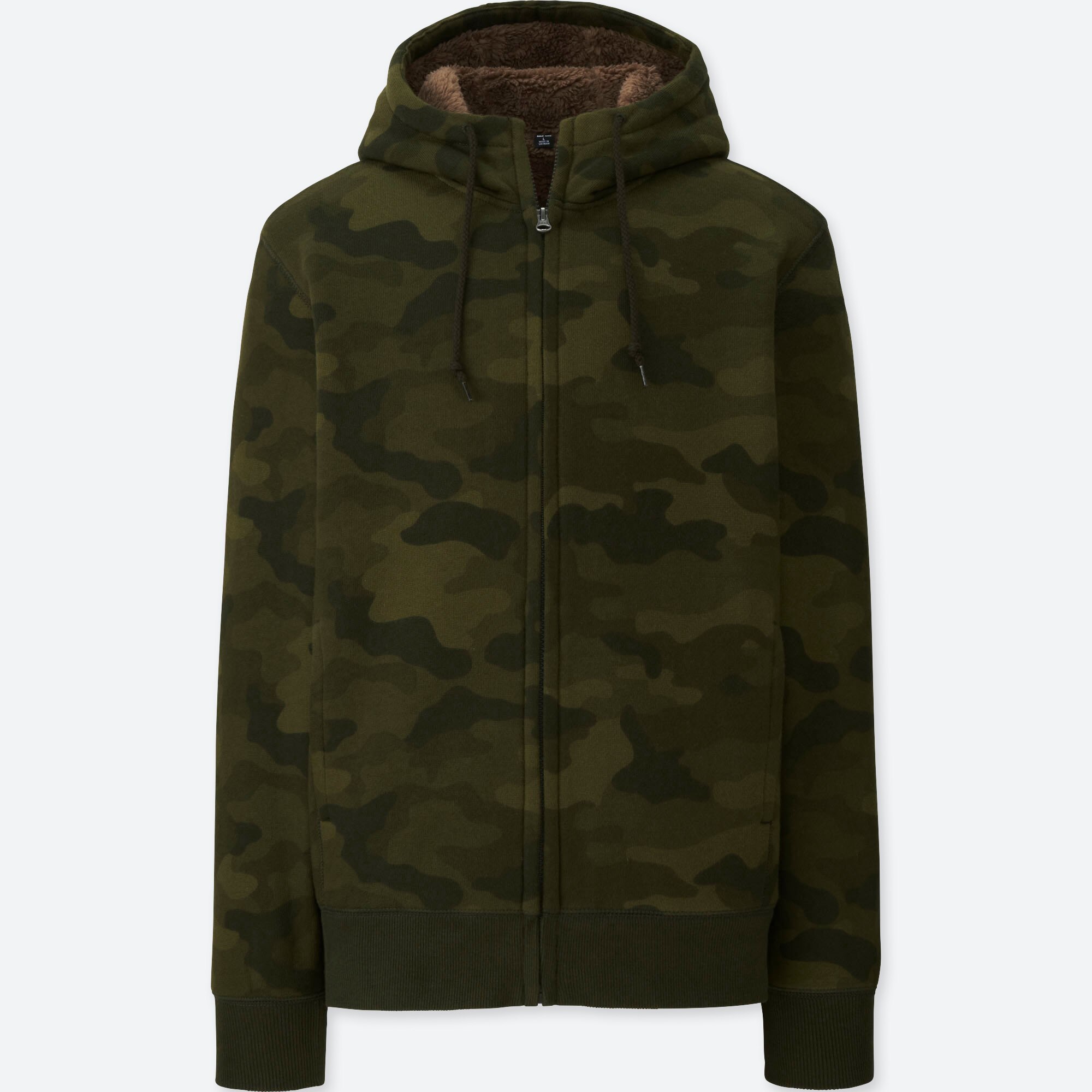 Fleece lined 2025 camo hoodie