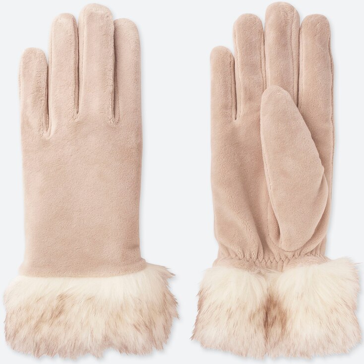 WOMEN HEATTECH FAUX SHEARLING CUFFS GLOVES UNIQLO US