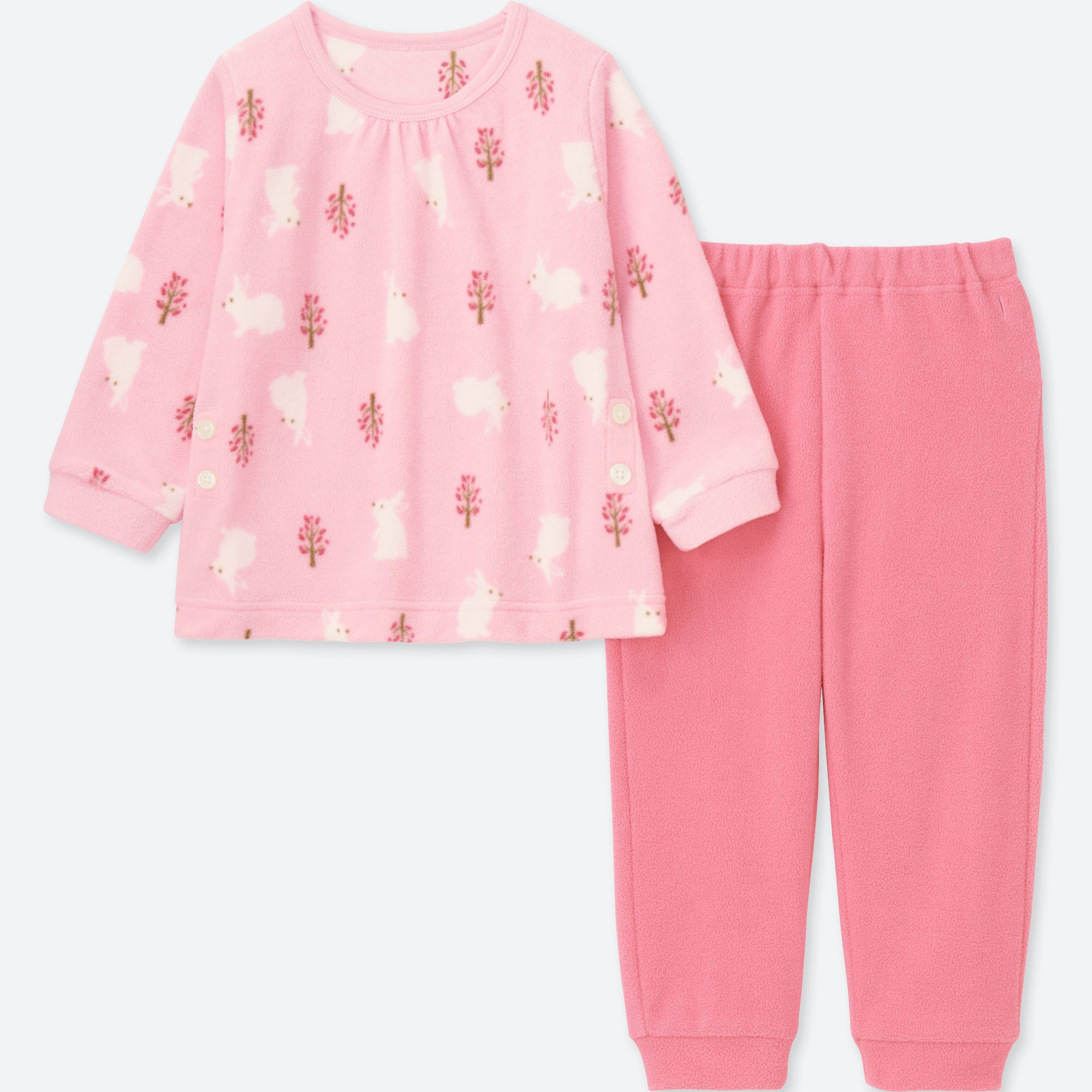 UNIQLO BABIES TODDLER STRETCH MICRO FLEECE LONG SLEEVE PYJAMAS