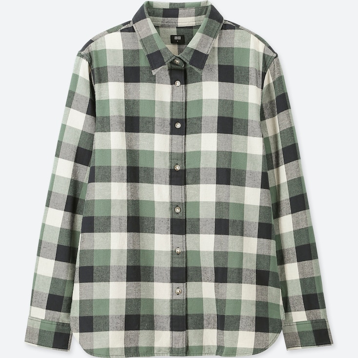 UNIQLO WOMEN FLANNEL CHECKED LONG SLEEVED SHIRT | StyleHint