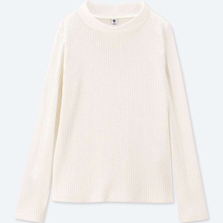 Girls Ribbed High Neck Long Sleeve T Shirt Uniqlo Us