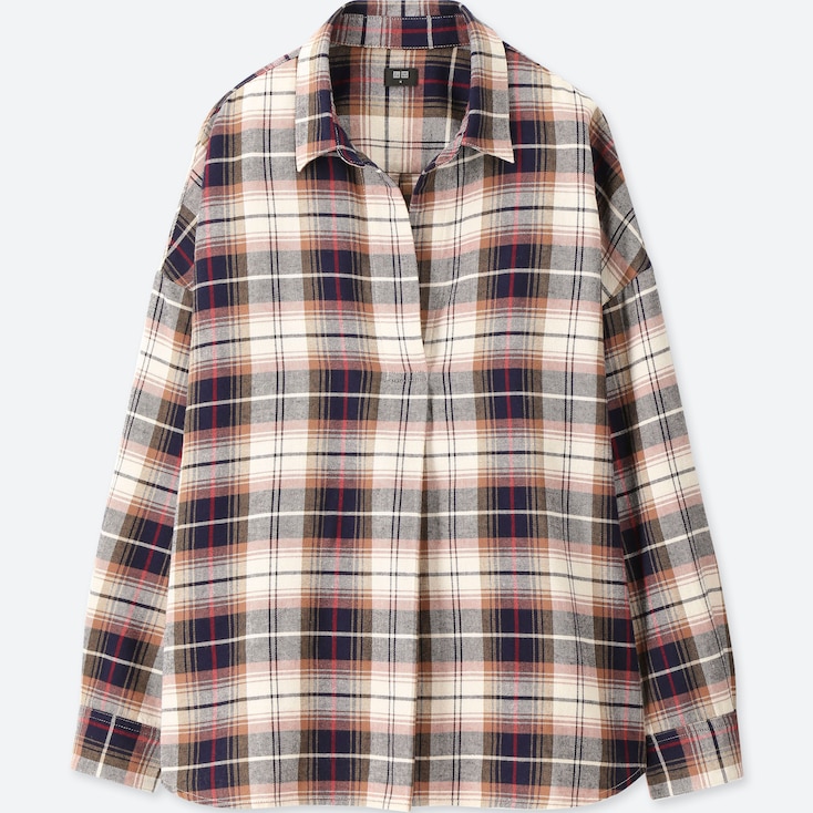 Uniqlo Women Flannel Checked Long Sleeved Shirt Stylehint