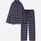 Women Flannel Long-Sleeve Pajamas, Navy, Small